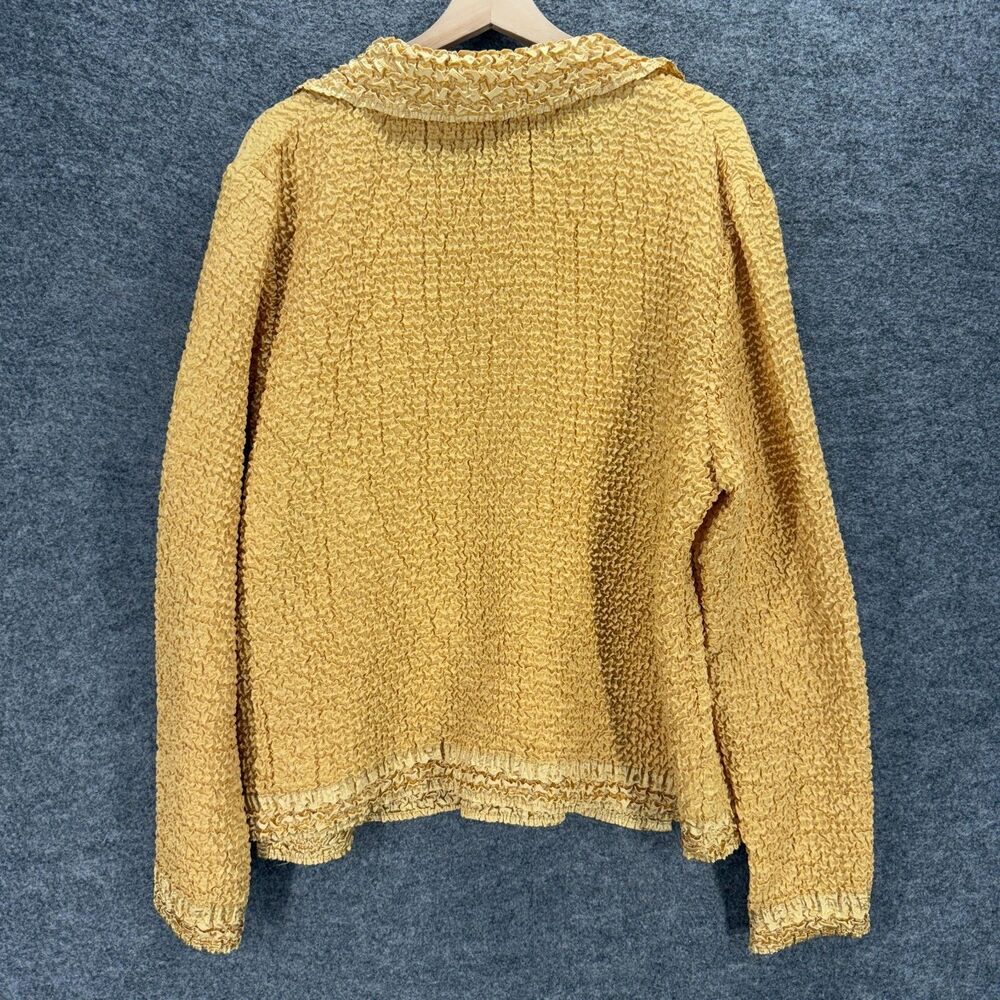 Carole Little 2 Piece Top And Jacket Women XL Yellow Gaphered Collared Casual - Picture 2 of 6